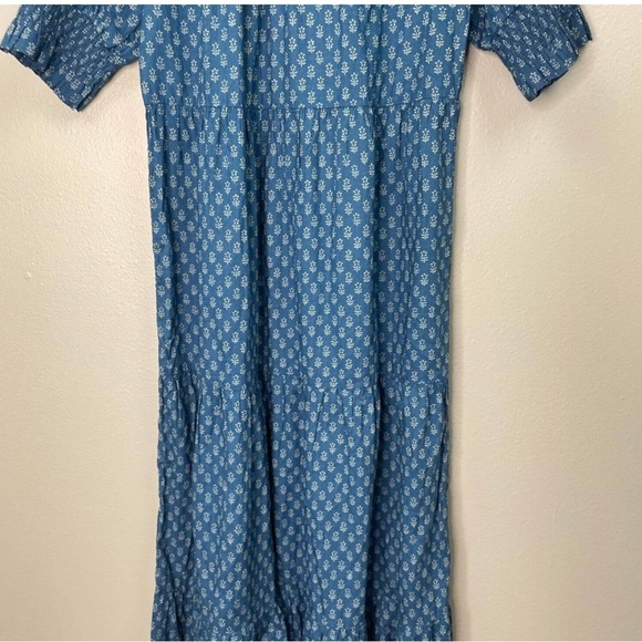 Faherty Willow Floral Midi Dress Womens Small Short Sleeve Tiered Peasant Boho - Picture 6 of 8